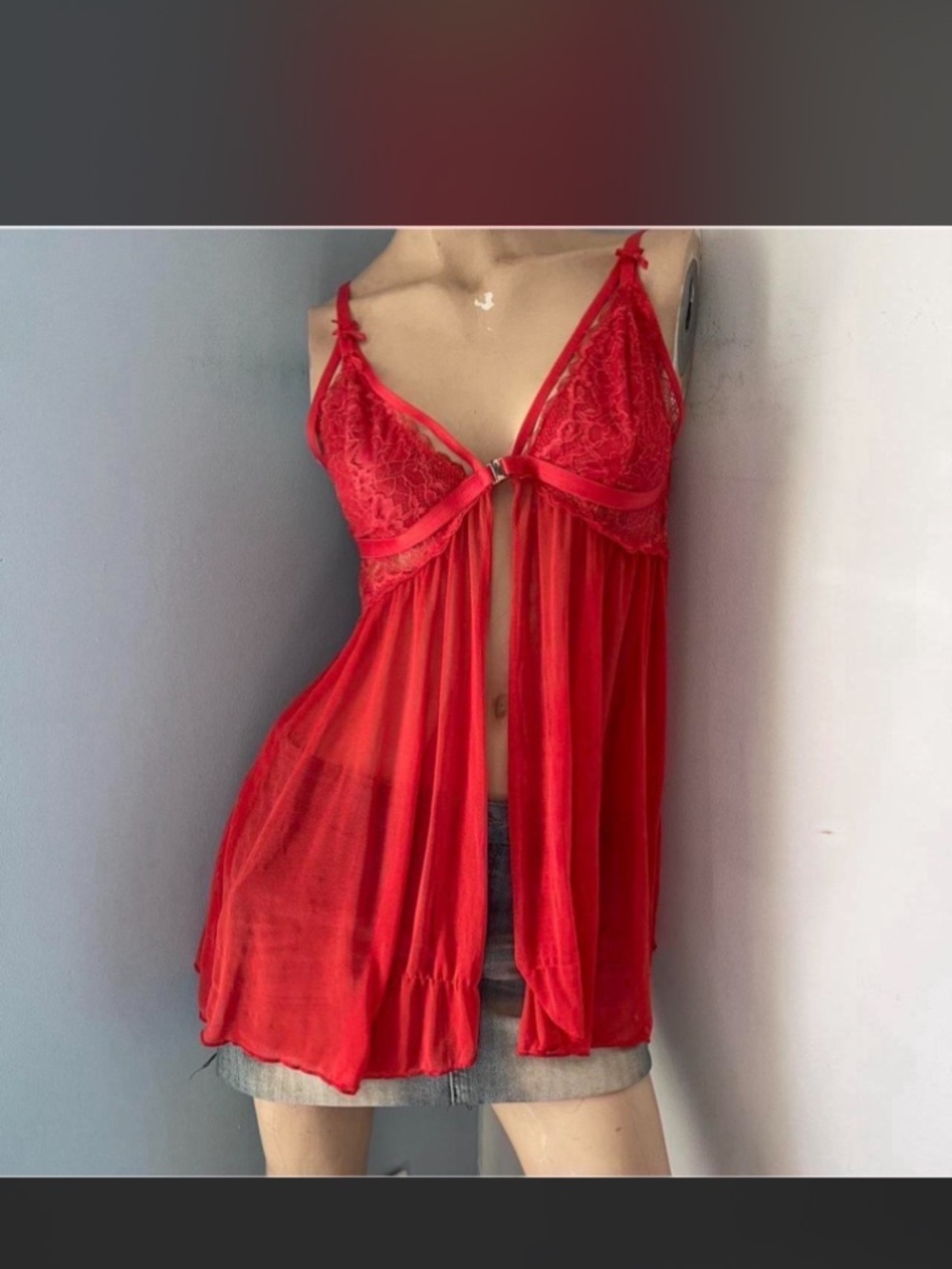 Red Lace & Chiffon Babydoll Nightie - Women’s Intimates